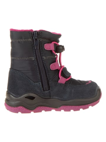 lamino Leren boots donkerblauw/roze