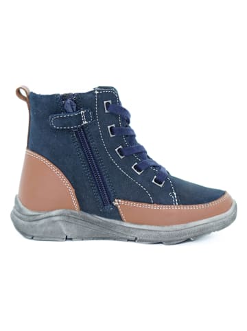 lamino Leder-Boots in Blau/ Hellbraun