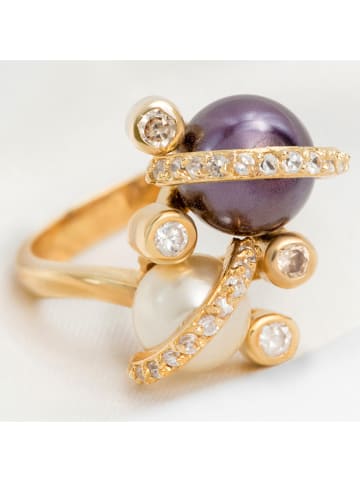 MENTHE À L'O Vergold. Ring mit Perlen und Kristallen