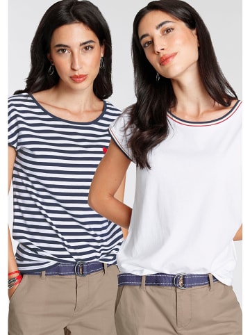 AJC 2er-Set: Shirts in Dunkelblau/ Weiß