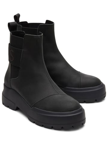 TOMS Leder-Boots in Schwarz