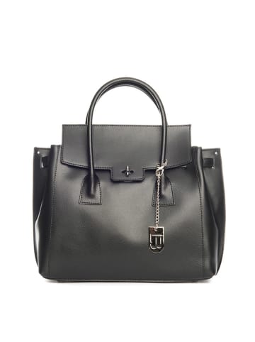Lucca Baldi Leren handtas zwart - (B)40 x (H)40 x (D)14 cm