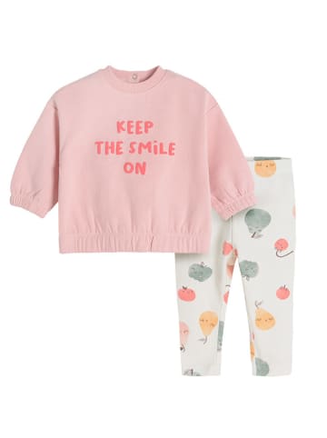 COOL CLUB 2-delige outfit lichtroze/wit