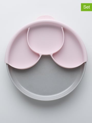 MINIWARE 3-delige maaltijdset "Healthy Meal" grijs/lichtroze - Ø 21 cm