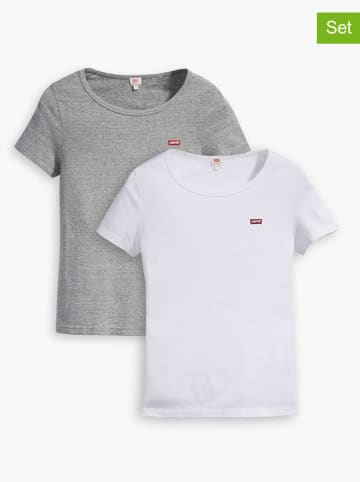 Levi´s 2er-Set: Shirts in Grau/ Weiß