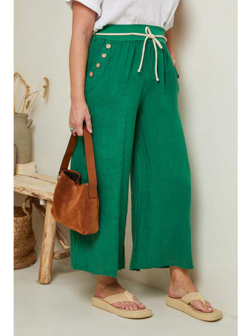 Curvy Lady Linnen broek groen