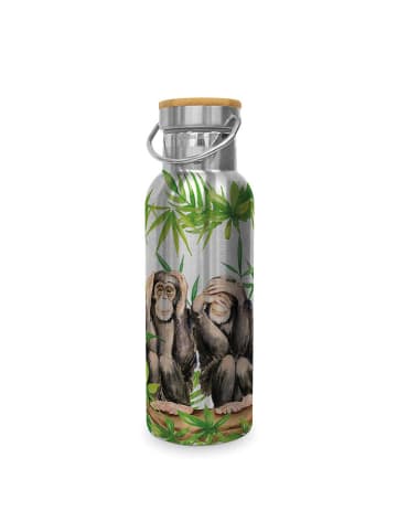 ppd Butelka termiczna "Three Apes" w kolorze srebrno-zielonym - 500 ml
