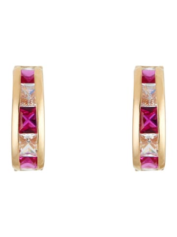 L instant d Or Gouden halfcreolen "Redarc" met edelstenen