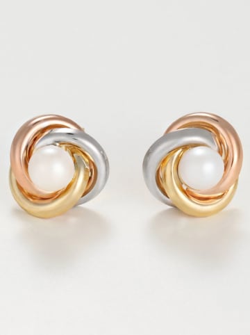 OR ÉCLAT Witgouden/gouden/roségouden oorstekers "April" met parels