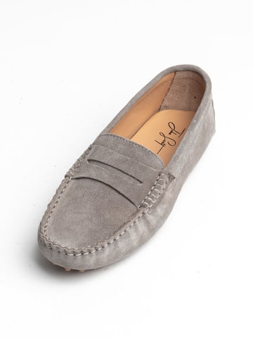 John Scott Leren mocassins grijs