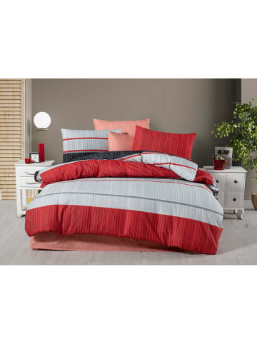 Colourful Cotton Beddengoedset "Atlas" grijs/rood