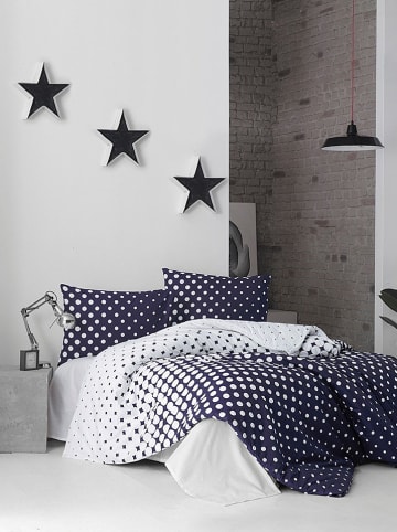 Colourful Cotton Renforcé beddengoedset "Puanline" donkerblauw/wit