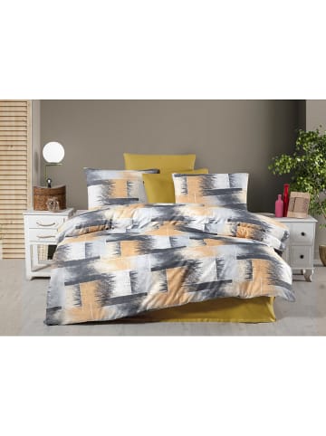 Colorful Cotton Beddengoedset "Shadow" grijs/geel