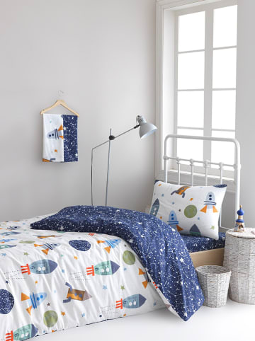 Colorful Cotton Beddengoedset "Spacex" wit/donkerblauw