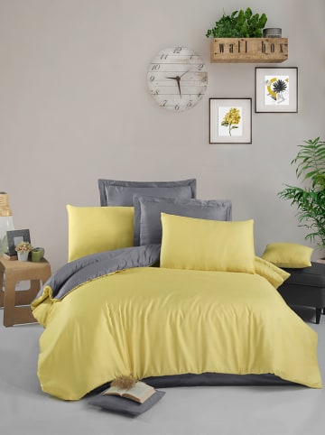 Colorful Cotton Satijnen beddengoedset geel/grijs