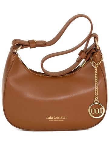 Mia Tomazzi Leder-Schultertasche in Camel - (B)24 x (H)14 x (T)9 cm