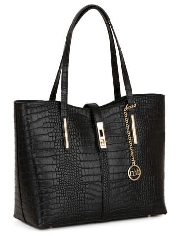 Mia Tomazzi Skórzana torebka w kolorze czarnym - 35 x 28 x 14 cm