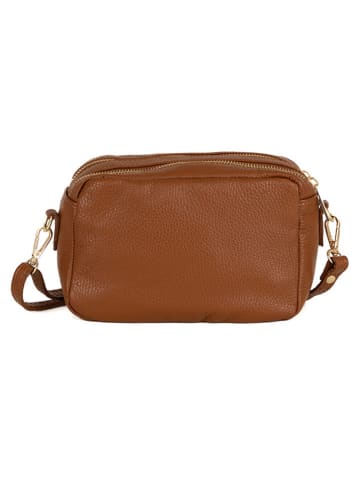 Mia Tomazzi Leder-Umhängetasche "Astolfo" in Cognac - (B)23 x (H)16 x (T)11 cm