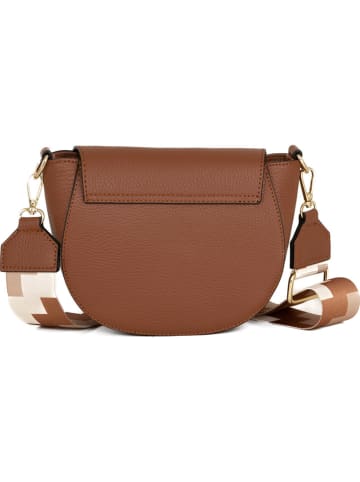 Mia Tomazzi Leder-Umhängetasche in Cognac - (B)19 x (H)17 x (T)6,5 cm