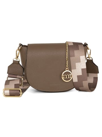 Mia Tomazzi Leder-Umhängetasche "Barletta" in Taupe - (B)19 x (H)17 x (T)6,5 cm