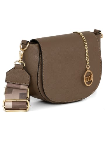 Mia Tomazzi Leder-Umhängetasche "Barletta" in Taupe - (B)19 x (H)17 x (T)6,5 cm