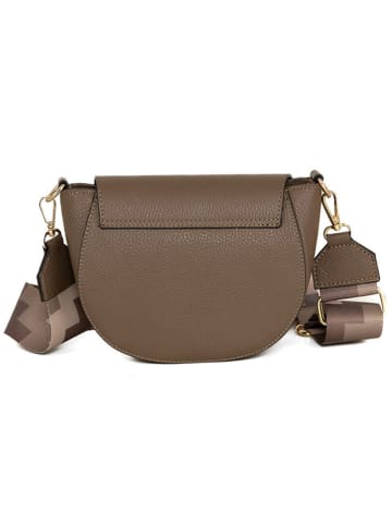 Mia Tomazzi Leder-Umhängetasche "Barletta" in Taupe - (B)19 x (H)17 x (T)6,5 cm