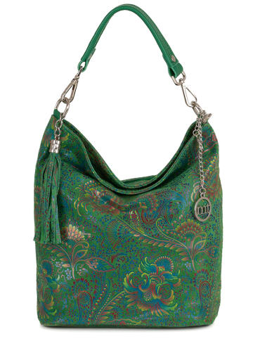 Mia Tomazzi Skórzana torebka w kolorze zielonym - 28 x 31 x 14 cm