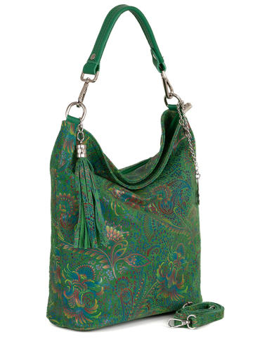 Mia Tomazzi Leder-Schultertasche in Grün - (B)28 x (H)31 x (T)14 cm