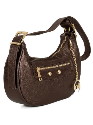Mia Tomazzi Leren schoudertas donkerbruin - (B)25 x (H)15 x (D)6,5 cm