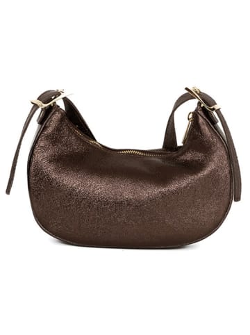 Mia Tomazzi Leren schoudertas donkerbruin - (B)25 x (H)15 x (D)6,5 cm