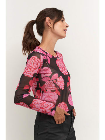 CULTURE Koszulka "Melida" w kolorze różowo-czarnym