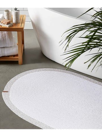 ABERTO DESIGN Baumwoll-Teppich in Weiß/ Grau - (L)80 x (B)120 cm