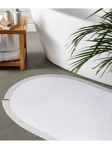 ABERTO DESIGN Baumwoll-Teppich in Weiß/ Grau