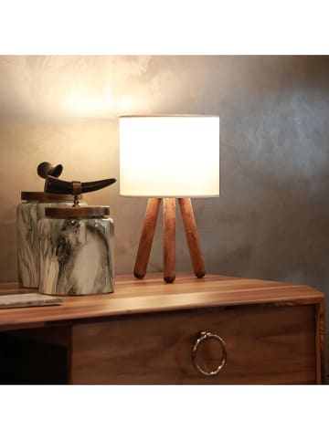 ABERTO DESIGN Tafellamp bruin/wit - (H)32 cm