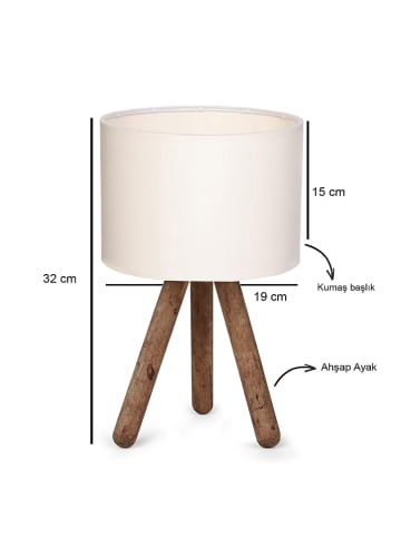 ABERTO DESIGN Lampa stołowa w kolorze brązowo-białym - wys. 32 cm