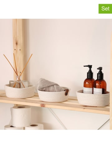 ABERTO DESIGN 3er-Set: Aufbewahrungskörbe in Creme - (H)6 x Ø 15 cm