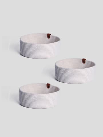 ABERTO DESIGN Kosze (3 szt.) w kolorze kremowym - wys. 6 x Ø 15 cm