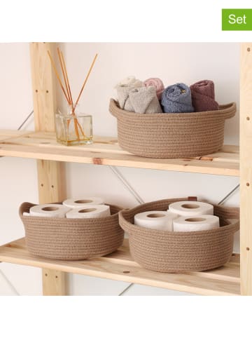 ABERTO DESIGN 3er-Set: Aufbewahrungskörbe in Beige - (H)10 x Ø 25 cm