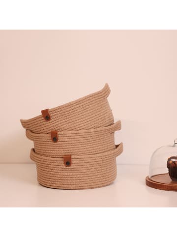 ABERTO DESIGN 3er-Set: Aufbewahrungskörbe in Beige - (H)10 x Ø 25 cm