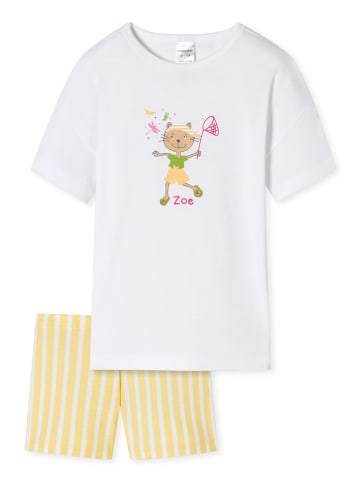 Schiesser Pyjama in Gelb/ Weiß