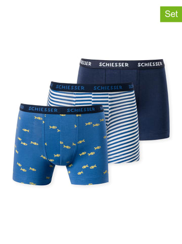 Schiesser 3-delige set: boxershorts blauw/wit