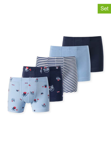 Schiesser 5-delige set: boxershorts blauw/wit