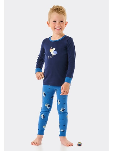 Schiesser Pyjama blauw/donkerblauw