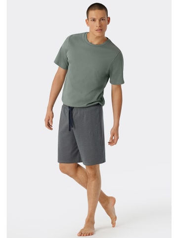 Schiesser Pyjama in Grün/ Grau