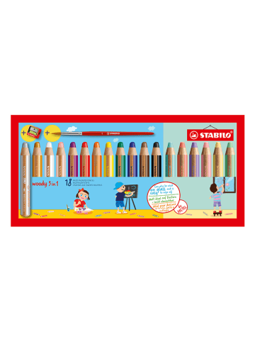 STABILO XXL-Buntstifte "Woody 3in1" - 18 Stück+Spitzer