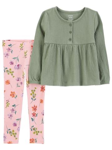 carter's 2tlg. Outfit in Khaki/ Rosa