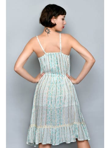 Tarifa Kleid in Türkis/ Weiß