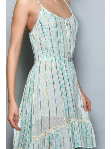 Tarifa Kleid in Türkis/ Weiß