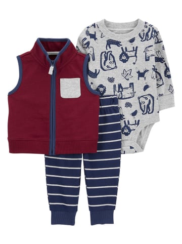 carter's 3-delige outfit donkerblauw/rood/grijs
