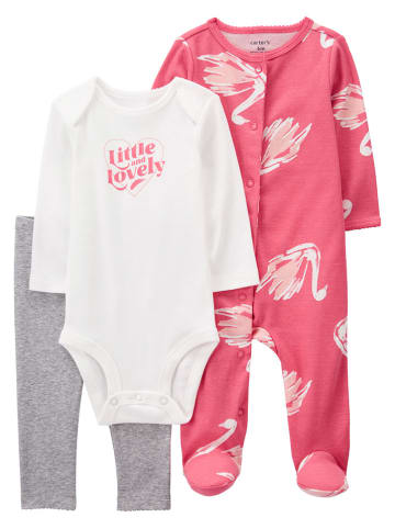 carter's 3tlg. Outfit in Grau/ Weiß/ Pink